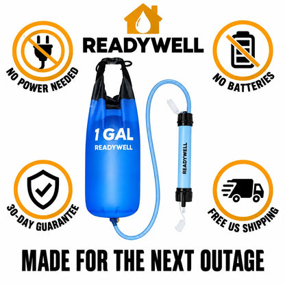 Readywell Gravity Water Filter – 1 Gallon Home Emergency Kit