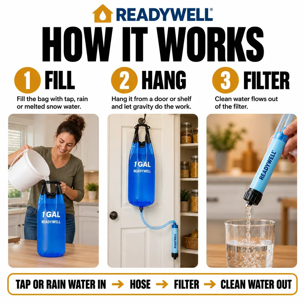 Readywell Gravity Water Filter – 1 Gallon Home Emergency Kit